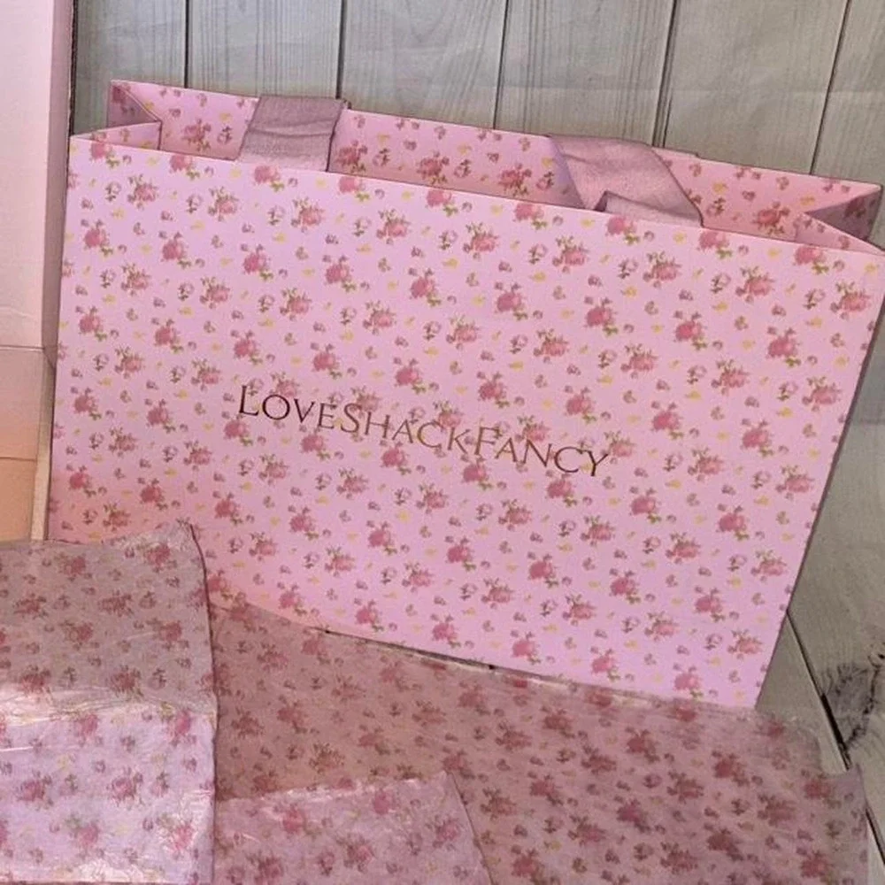 LoveShackFancy Ibiza sunset pink floral shopping gift bag tote bag